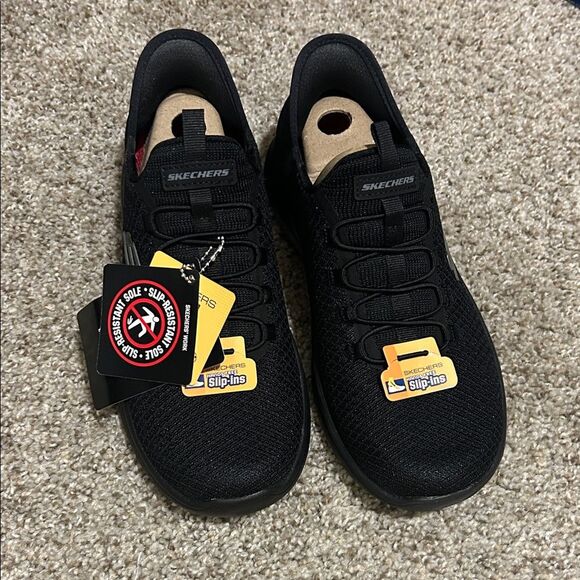 Skechers Black Slip-Ins with Air-Cooled Memory Foam, Work Footwear. Size 7 NWT - Picture 2 of 9